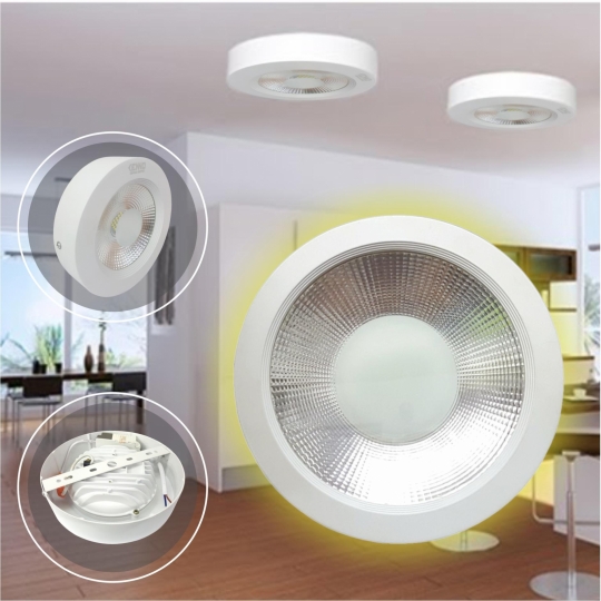 Ốp trần nhôm đúc cao cấp siêu bền -Kenno (18W, AS Trắng, Trắng, Viền Trắng)