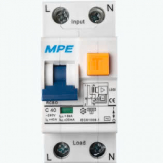 Cầu dao bảo vệ dòng rò, quá tải RCBO 2 cực, 25A, 30mA, 6kA mã RCBO-30/225